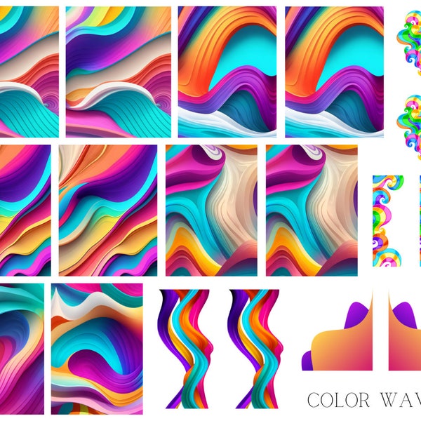 Color Waves Waterslide Nail Decals