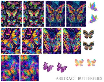 Calcomanías de uñas con diseño de mariposas abstractas