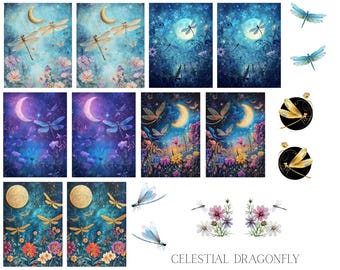 Celestial Dragonfly Waterslide Nail Decals