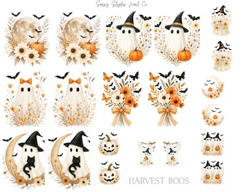 Harvest Boos Fall Halloween Waterslide Nail Decals