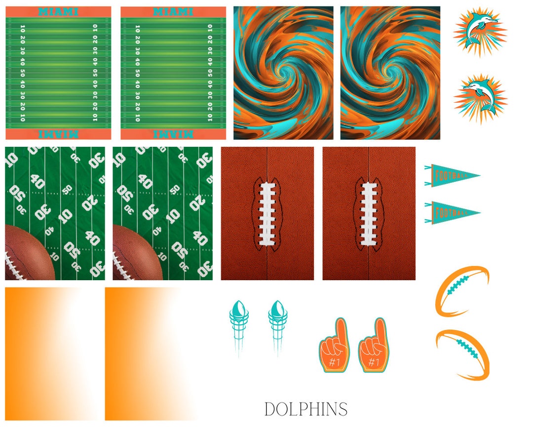 Nail Cals Miami Dolphins – Decalcomanie Per Unghie E Guance, 10 Nail Art + 2 Face Art, Licenza Ufficiale