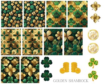 Golden Shamrock Waterslide Nail Decals
