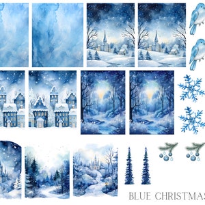 Blue Christmas Waterslide Nail Decals