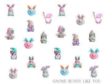 Gnome Bunny Like You Waterslide Nail Decals