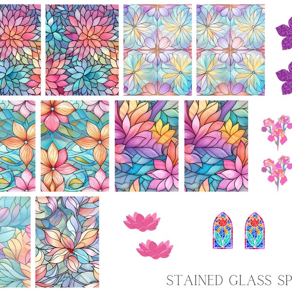 Stained Glass Spring Waterslide Nail Decals