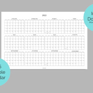 2025 Large Printable Calendar Template, Big Wall Calendar, Le ...