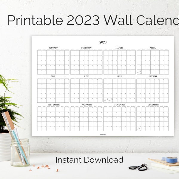 Calendar 2023 Printable, Large Wall Giant Yearly calendar Office, Calendrier 2023 X-Large Family Calendar, Printable Wall Journal (36x24)