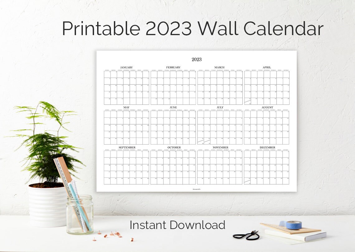 Calendrier 2023 Grandes Cases 2023 Large Wall Printable Calendar Giant Yearly Calendar | Etsy