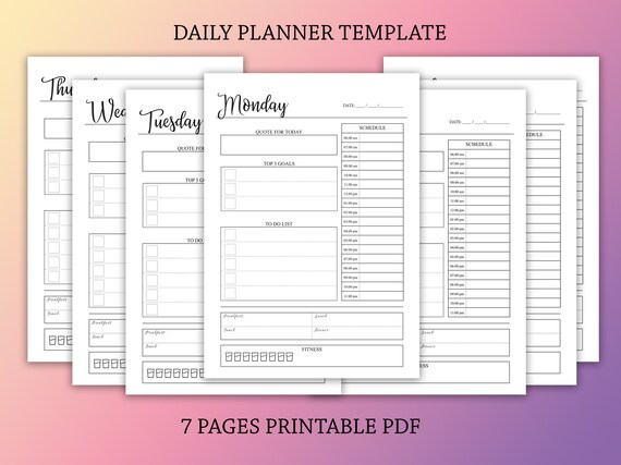Printable Daily Planner 7 Page Printable Undated Planner - Etsy