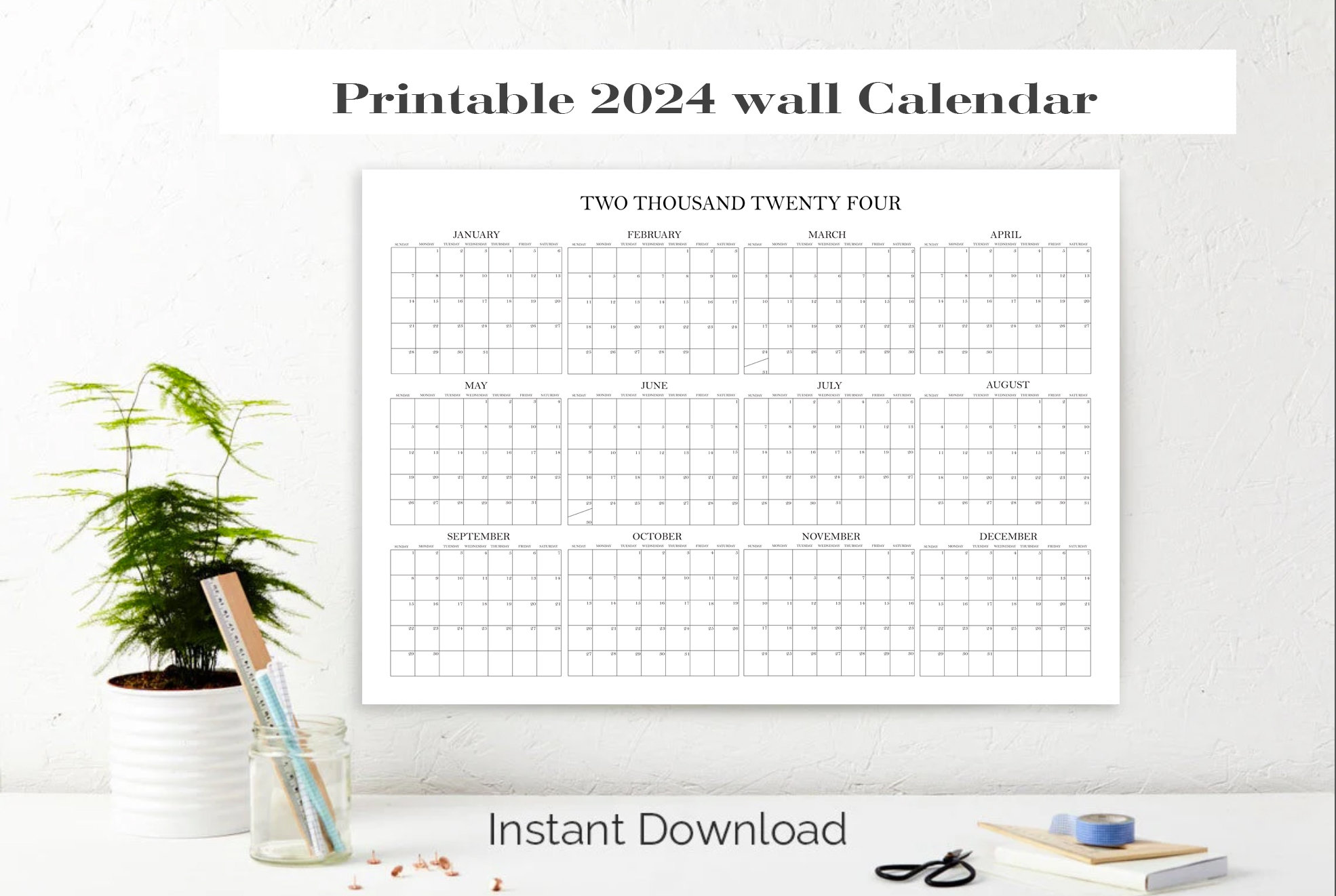 Calendar 2024 Printable, Large Wall Giant Yearly Office Planning and  Organization Calendrier, 2024 X-large Family, Wall Journal 36x24 - Etsy