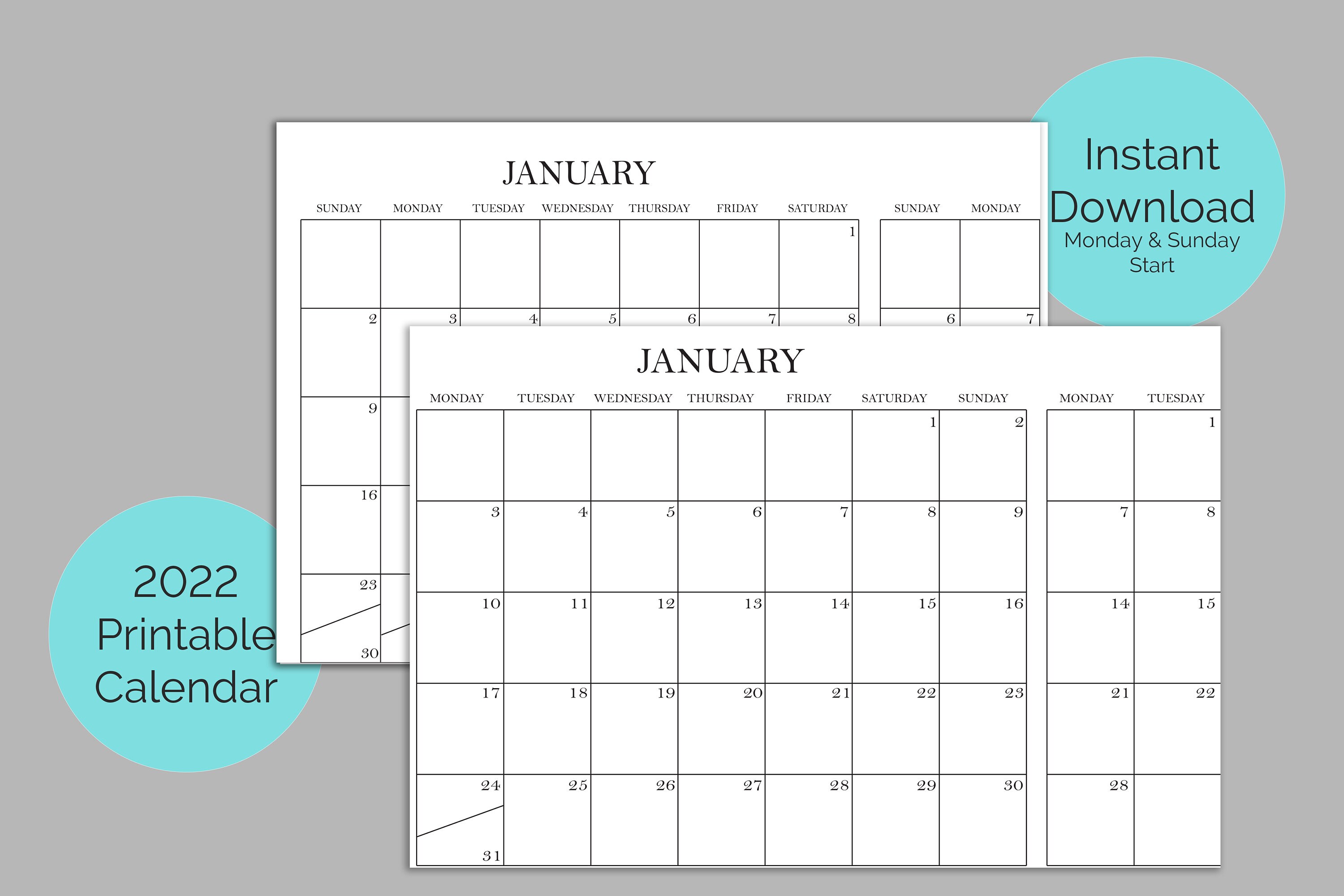 Calendrier 2023 Grandes Cases 2022 Large Printable Calendar Template Big Wall Calendar Le | Etsy New  Zealand