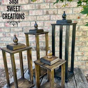 Tall Rustic Wood Lantern: Farmhouse Style, Indoor or Outdoor