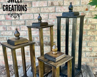 Tall wood lantern, Rustic farmhouse lantern, outdoor front porch lantern, big floor lantern, lantern gift for home, anniversary gift