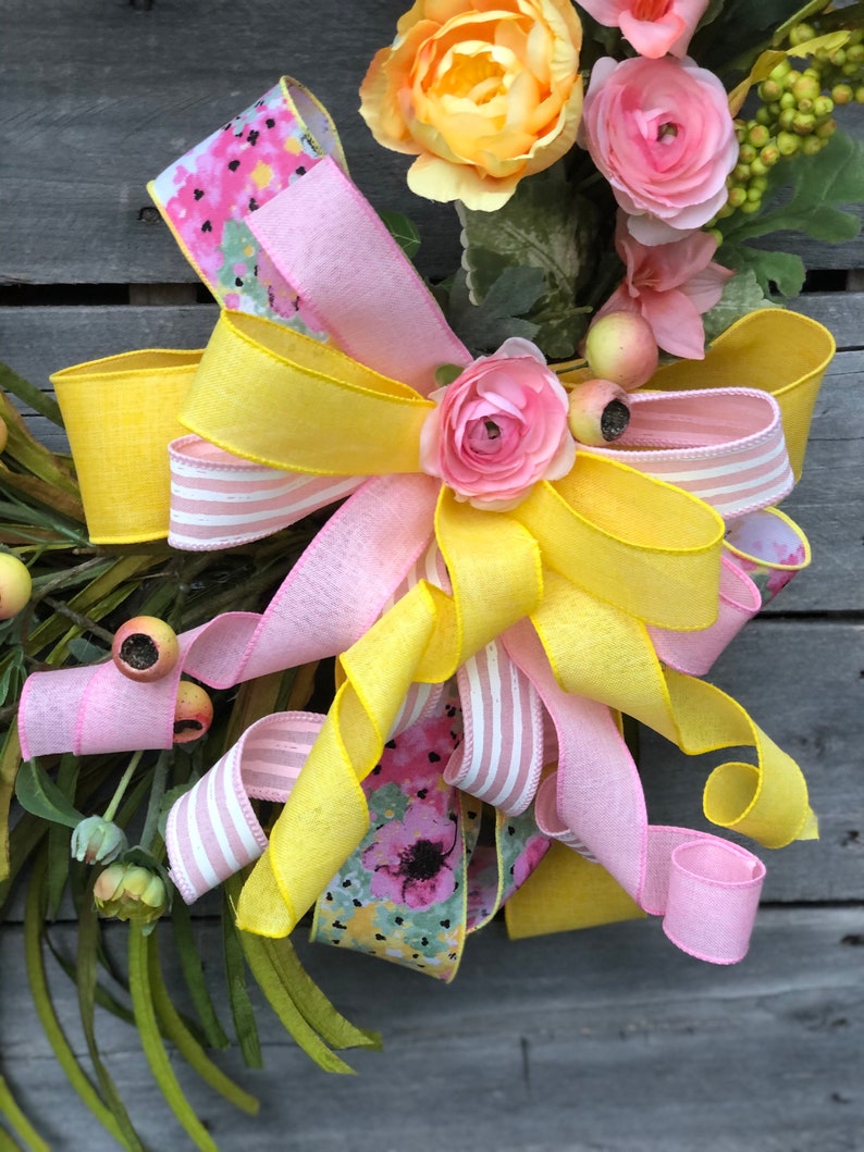 Mother\u2019s Day gift wreath for front door summer door decor wreath for Mom everyday wreath Whimsical Floral wreath