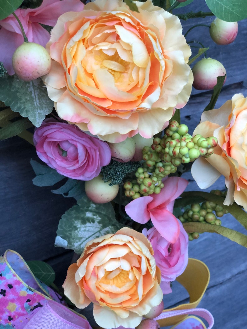 Mother\u2019s Day gift wreath for front door summer door decor wreath for Mom everyday wreath Whimsical Floral wreath