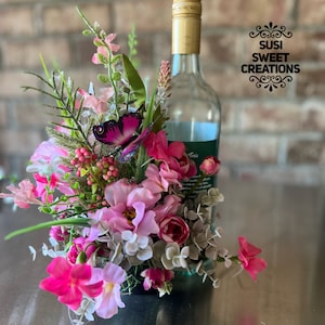 Floral Wine Bottle Bouquet: Party Decor Gift