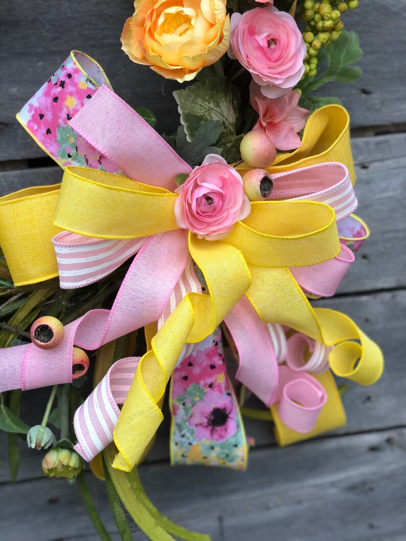 Mother\u2019s Day gift wreath for front door summer door decor wreath for Mom everyday wreath Whimsical Floral wreath