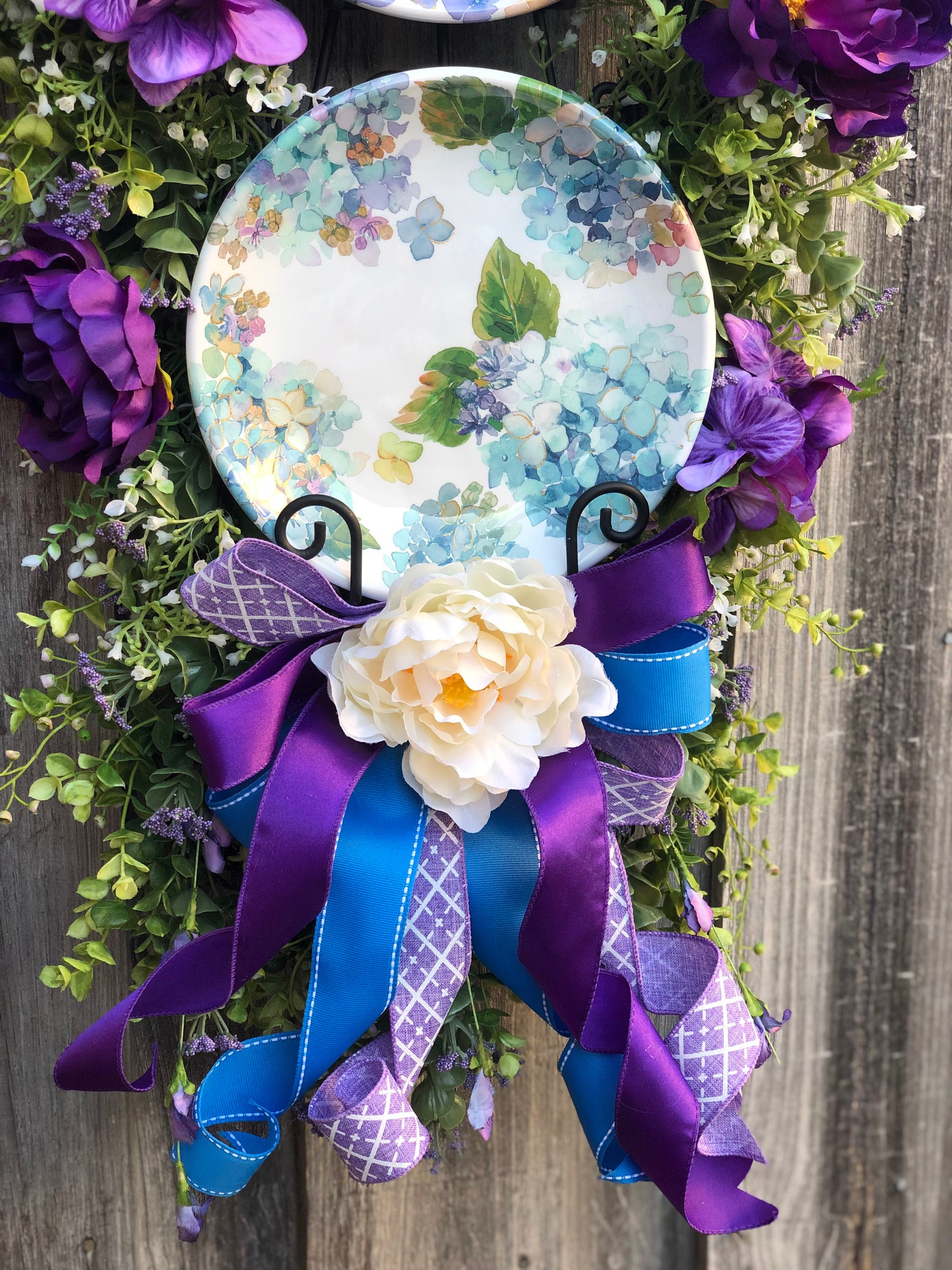 Big hydrangeas swag melamine plate kitchen wall decor plate Etsy