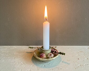 Ceramic candlestick mini candle holder mini bowl for small candles mini candles pyramid candles green 3 cm high Christmas gift birth