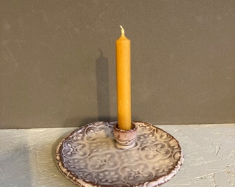 Candlestick Plate Candle Holder Small Mini Candle Pyramid Candles Cream Colors Gift Secret Santa Table Decoration White Christmas