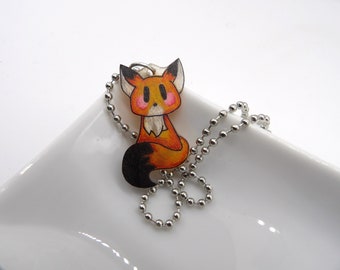 Cute Fox Necklace - Chibi Fox Necklace - Handmade Shrink Plastic Necklace