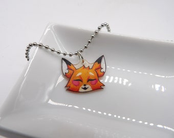 Cute Fox Necklace - Chibi Fox Necklace - Handmade Shrink Plastic Necklace