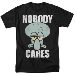 SpongeBob SquarePants Squidward Nobody Cares MEME Black Shirts
