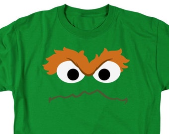 Sesame Street Oscar The Grouch Face Kelly Green Shirts