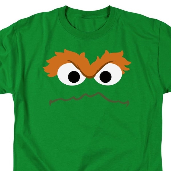 Sesame Street Oscar The Grouch Face Kelly Green Shirts