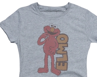 Sesame Street Vintage Elmo Woman's and Juniors Athletic Heather Shirts