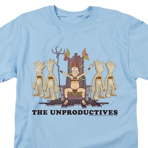 Rick and Morty The Unproductives Light Blue Shirts