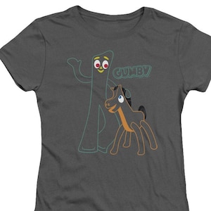 Gumby Outline Woman&#39;s and Juniors Charcoal Shirts