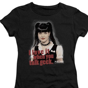 NCIS I Love It When You Talk Geek Woman&#39;s and Juniors Black Shirts