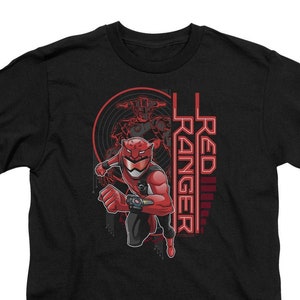 Power Rangers Red Ranger Kid&#39;s Black Shirts