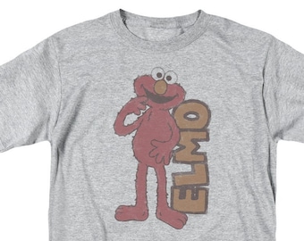Sesame Street Vintage Elmo Athletic Heather Adult Shirts
