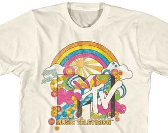 Camisetas naturales con el logotipo retro de MTV