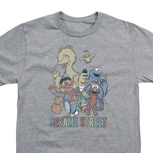 Sesame Street Distressed Colorful Group Kid&#39;s Athletic Heather Shirts