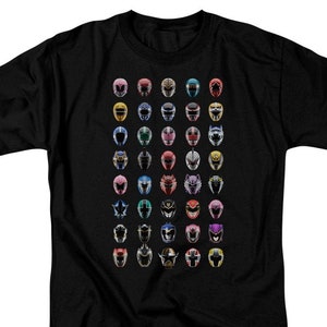 Power Rangers Visual Timeline Adult Black Shirts