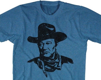 John Wayne The Duke Distressed Logo Heather Teal Shirts