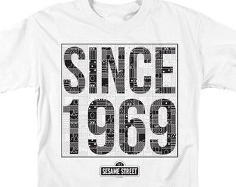 Sesame Street Since 1969 Pattern White Shirts