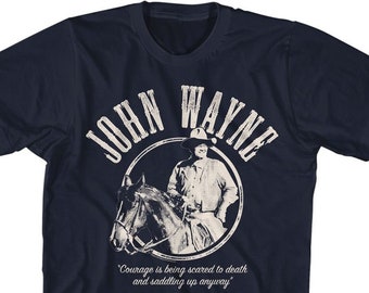John Wayne Courage Quote Navy Blue Shirts