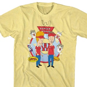 Beavis and Butt-Head Burger World Adult Yellow Shirt