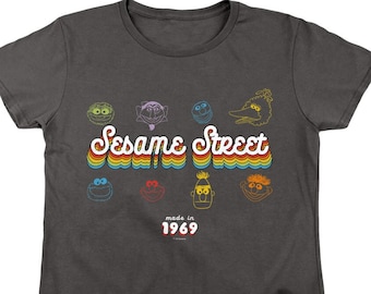 Sesame Street Made in 1969 Kid's and Women Charcoal Shirts