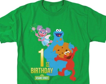 Sesame Street 1st Birthday Kelly Green Shirts