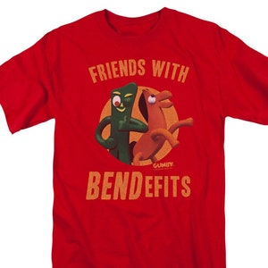 Gumby Friends With Bendefits Adult Red Shirts