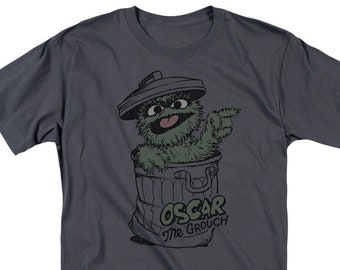 Sesame Street Early Oscar The Grouch Adult Charcoal Shirts