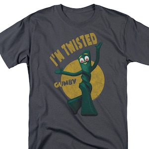 Gumby I&#39;m Twisted Adult Charcoal Shirts