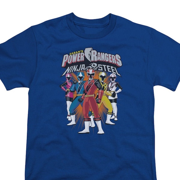 Power Rangers Ninja Steel Team Lineup Kid's Royal Blue Shirts