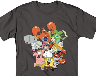 SpongeBob SquarePants The Whole Gang Charcoal Shirts
