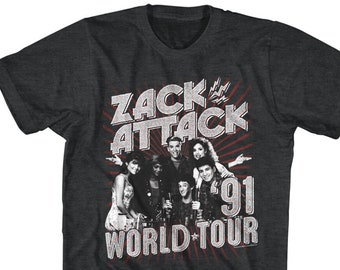 Saved By The Bell Zack Attack World Tour '91 Adult Heather Shirts
